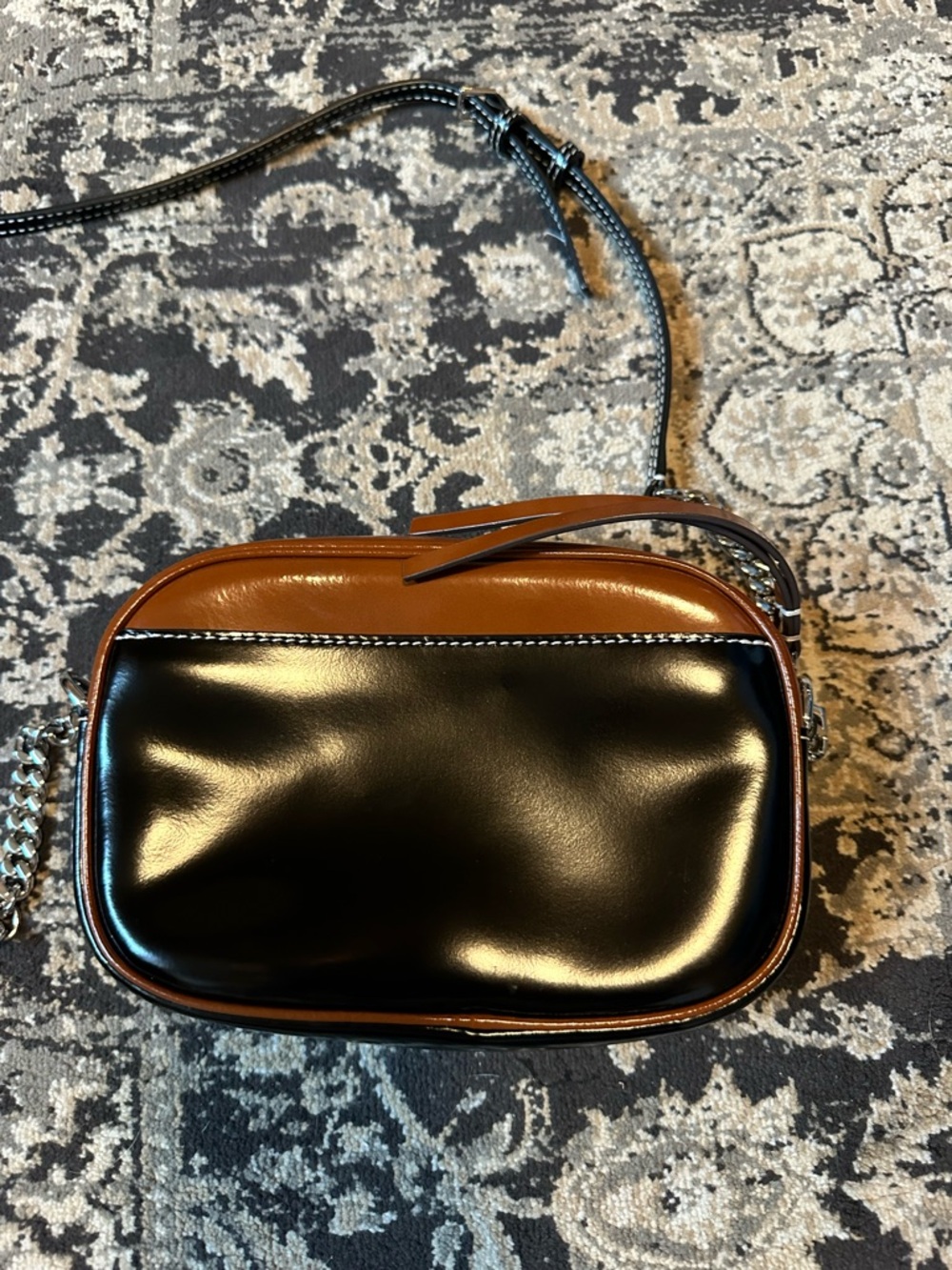 Tory Burch Cream Canvas Crossbody w/ Brown and Black Leather Trim - Picture 3 of 8